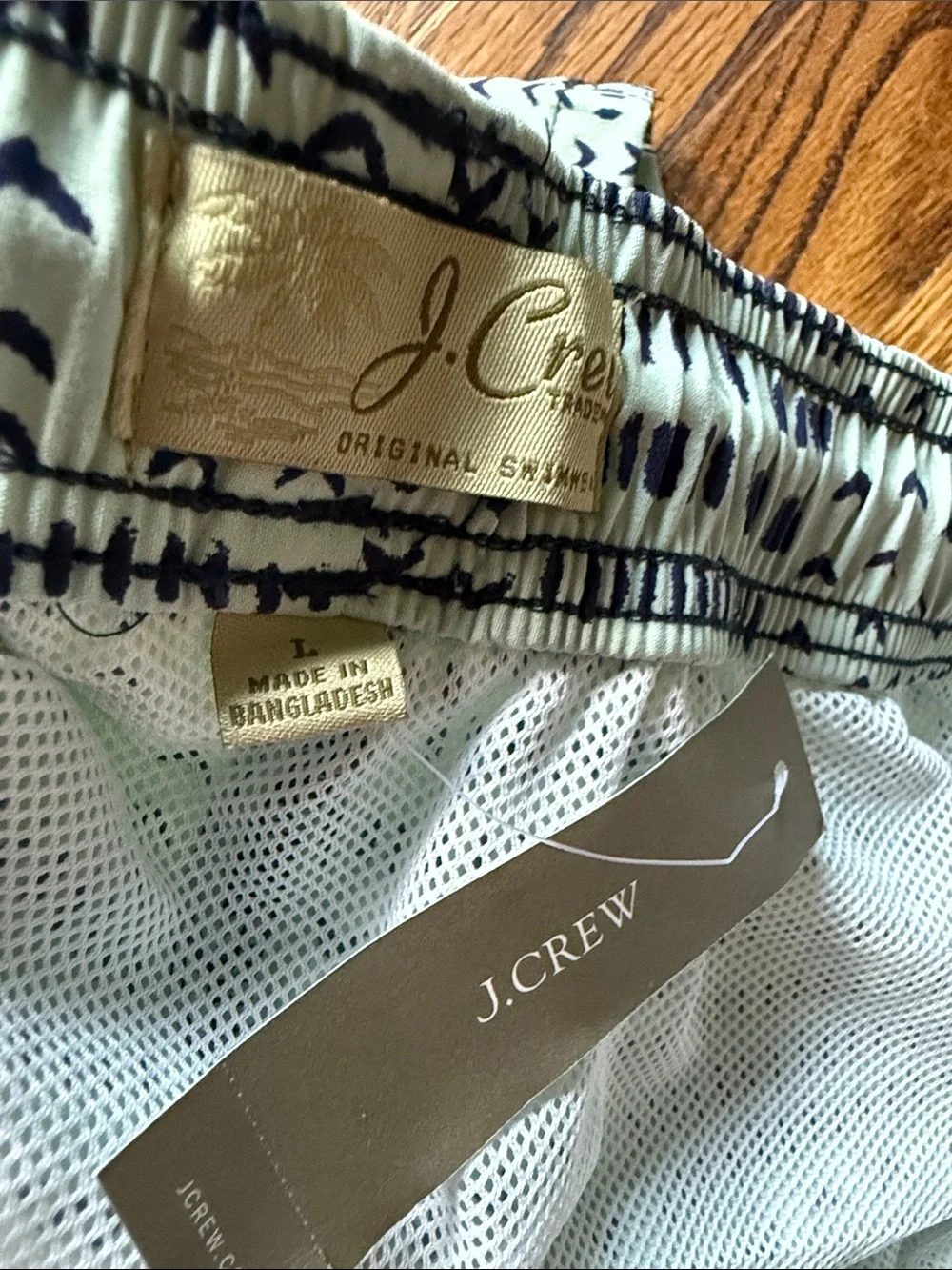 E J. Crew Men’s Large Blue Swim Trunks Orange Drawstring